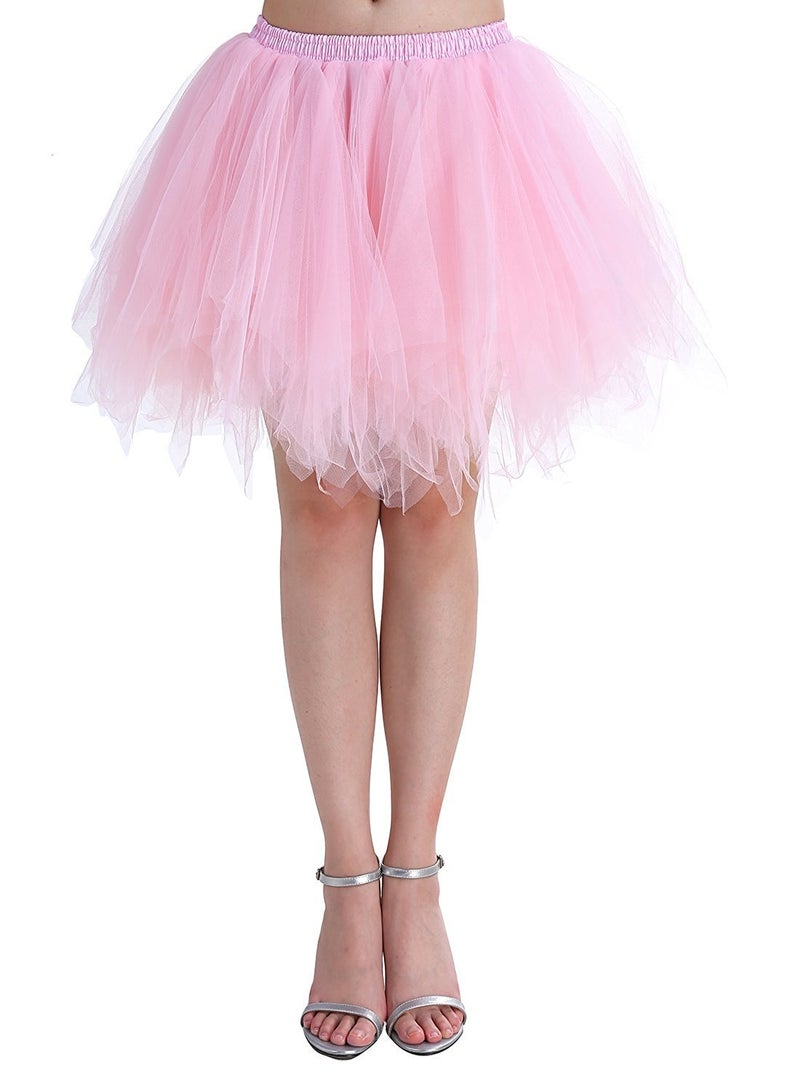 ChicWind Womens Pink Puffy Tutu Layered Tulle Petticoat Skirt - Image 2